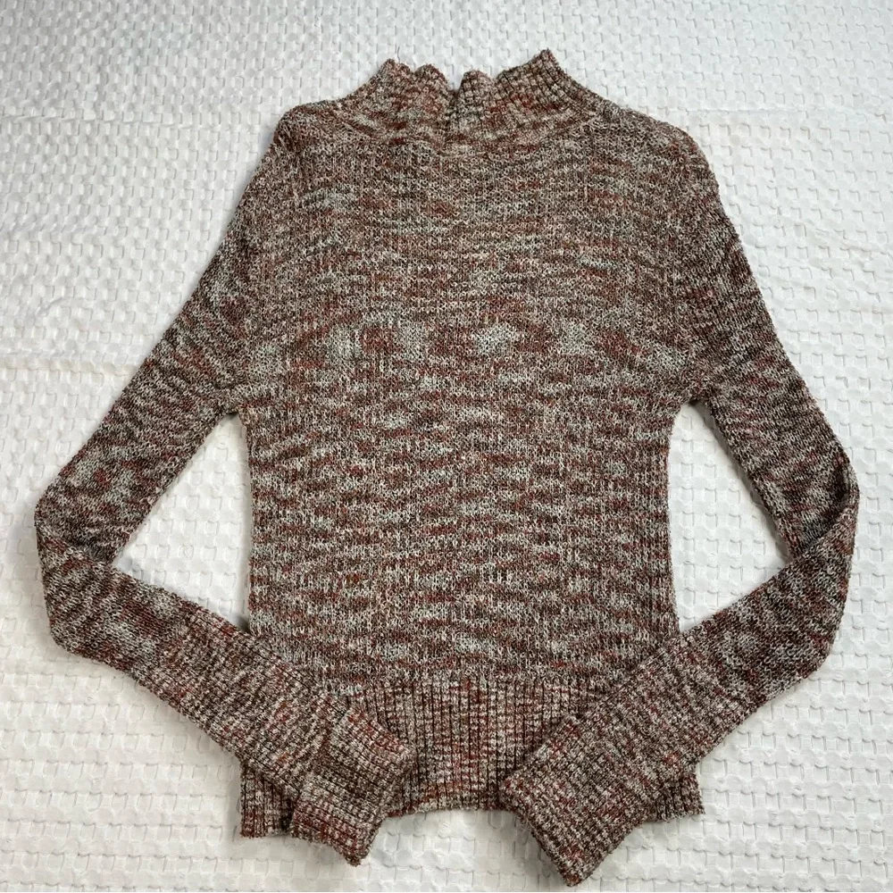 Free People Blair Sweater‎ Small Mock Neck Pullover Loose Weave Space Dye